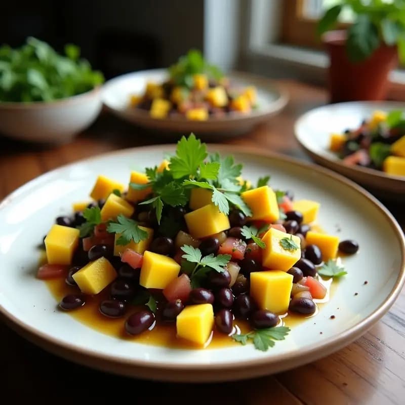 Ceviche de Caraotas Negras y Mango: Receta Venezolana Vegana con Leche de Coco y Cilantro