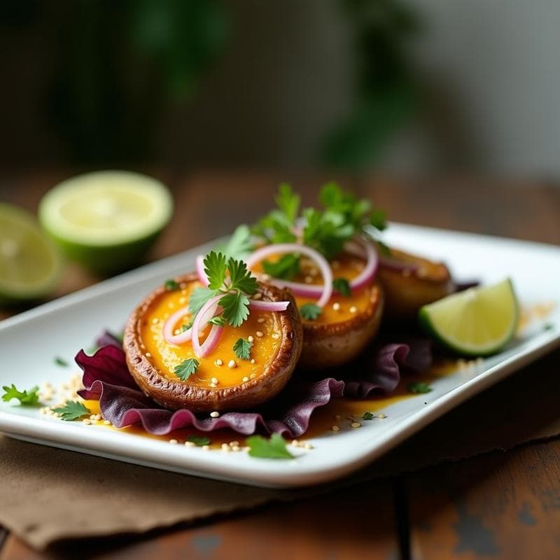 Ceviche de Champiñones Portobello con Leche de Tigre de Lulo: Receta Fusion Peruano-Colombiana
