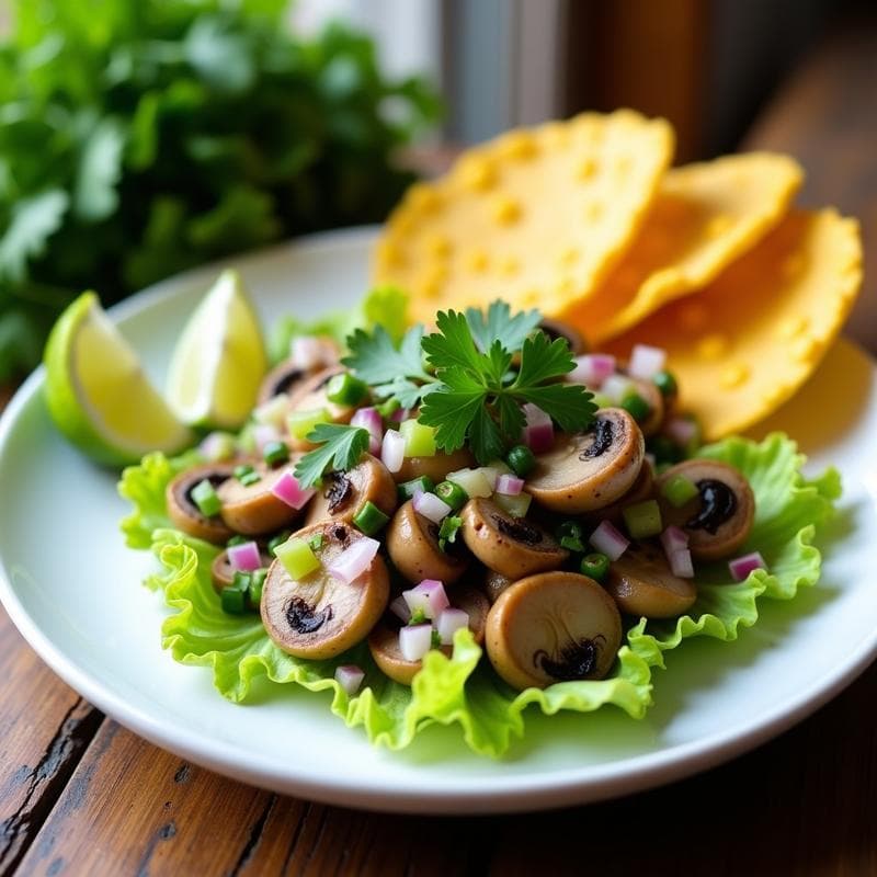 Ceviche de Champiñones con Lima y Cilantro: Receta Vegana y Fresca en 15 Minutos