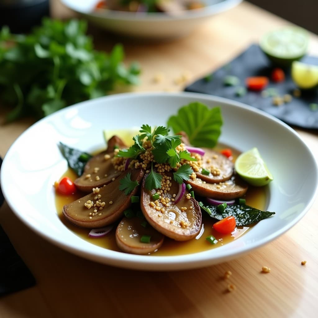 Ceviche de Champiñones Portobello y Alga Nori: Receta Vegana con Toque Peruano-Japonés