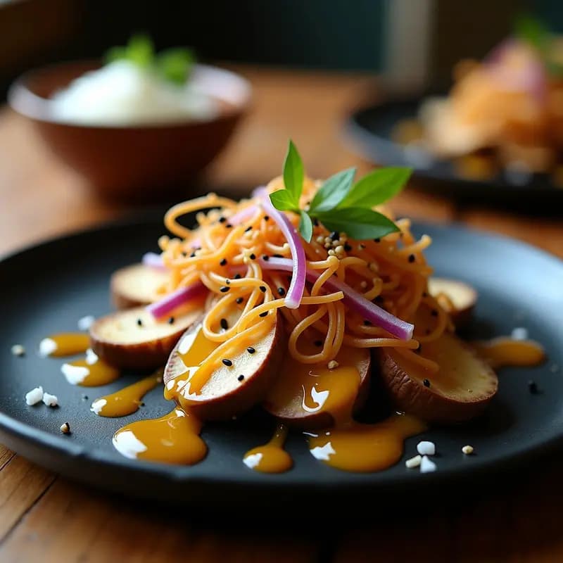 Ceiche de Champiñones Portobello y Algodón de Azúcar de Mar: Receta Japonesa Fusion