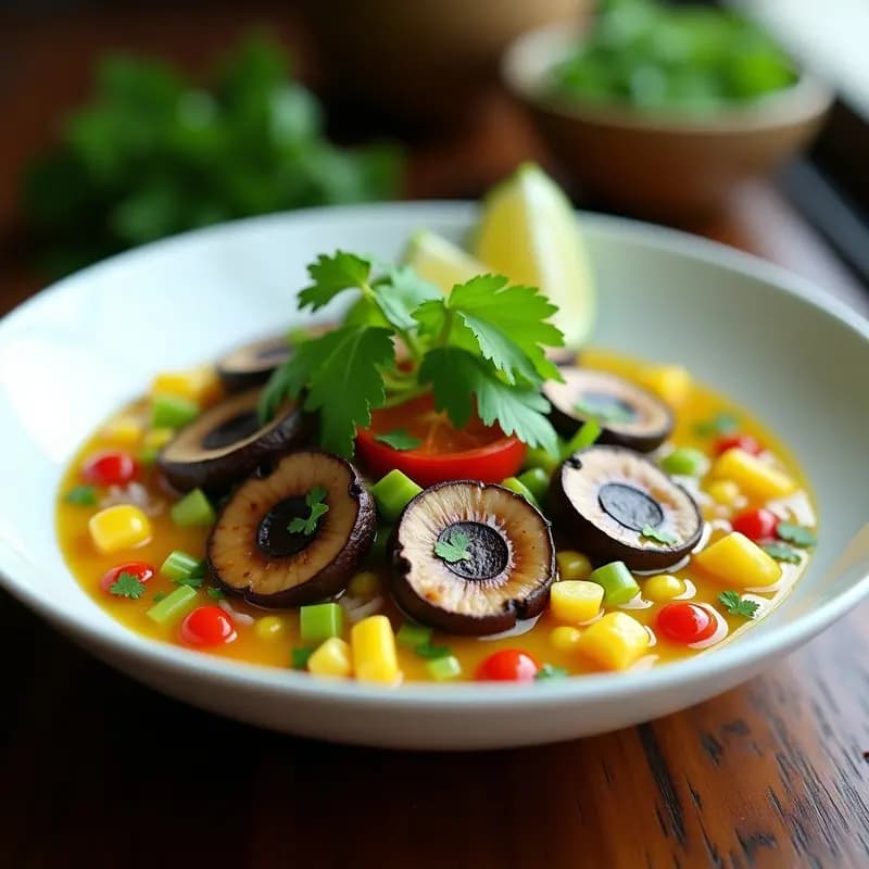Ceviche de Champiñones Portobello con Leche de Tigre de Lima y Ají Amarillo