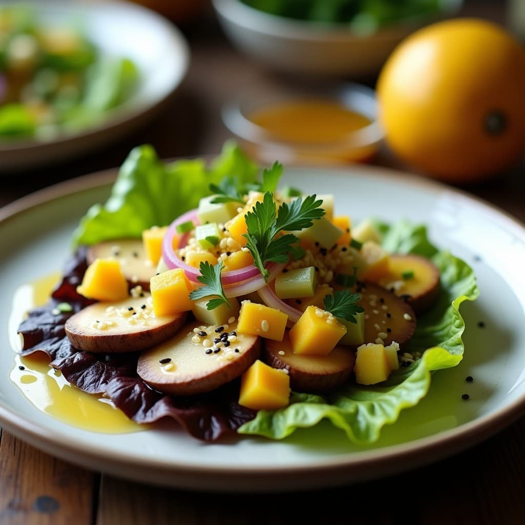 Ceviche de Champiñones Portobello y Mango: Receta Peruana Vegana con Leicht de Tigre