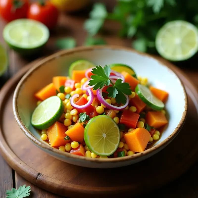 Ceviche de Chonto con Camote y Maíz: Receta Ecuatoriana Tradicional Sin Cocción