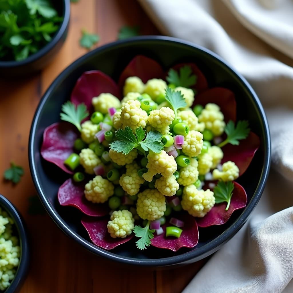 Ceviche de Coliflor y Alga Espirulina: Receta Vegana con Toque Peruano