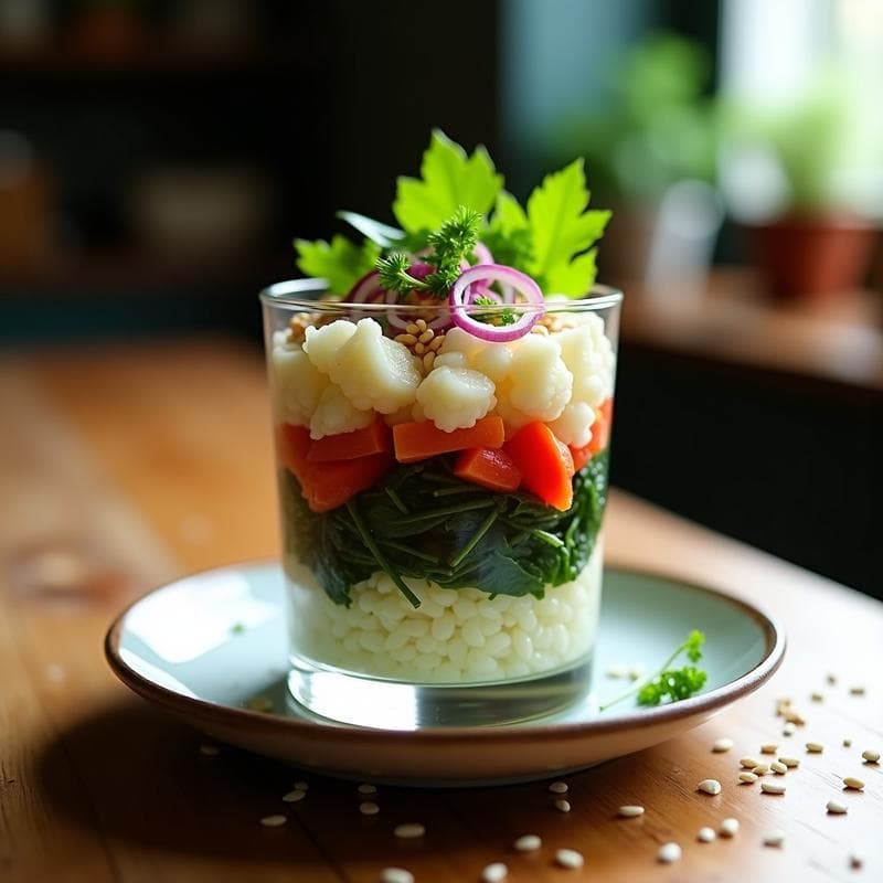 Ceiche de Coliflor y Algas Nori con Limón y Jengibre: Entrante Vegano y Keto en 10 Minutos