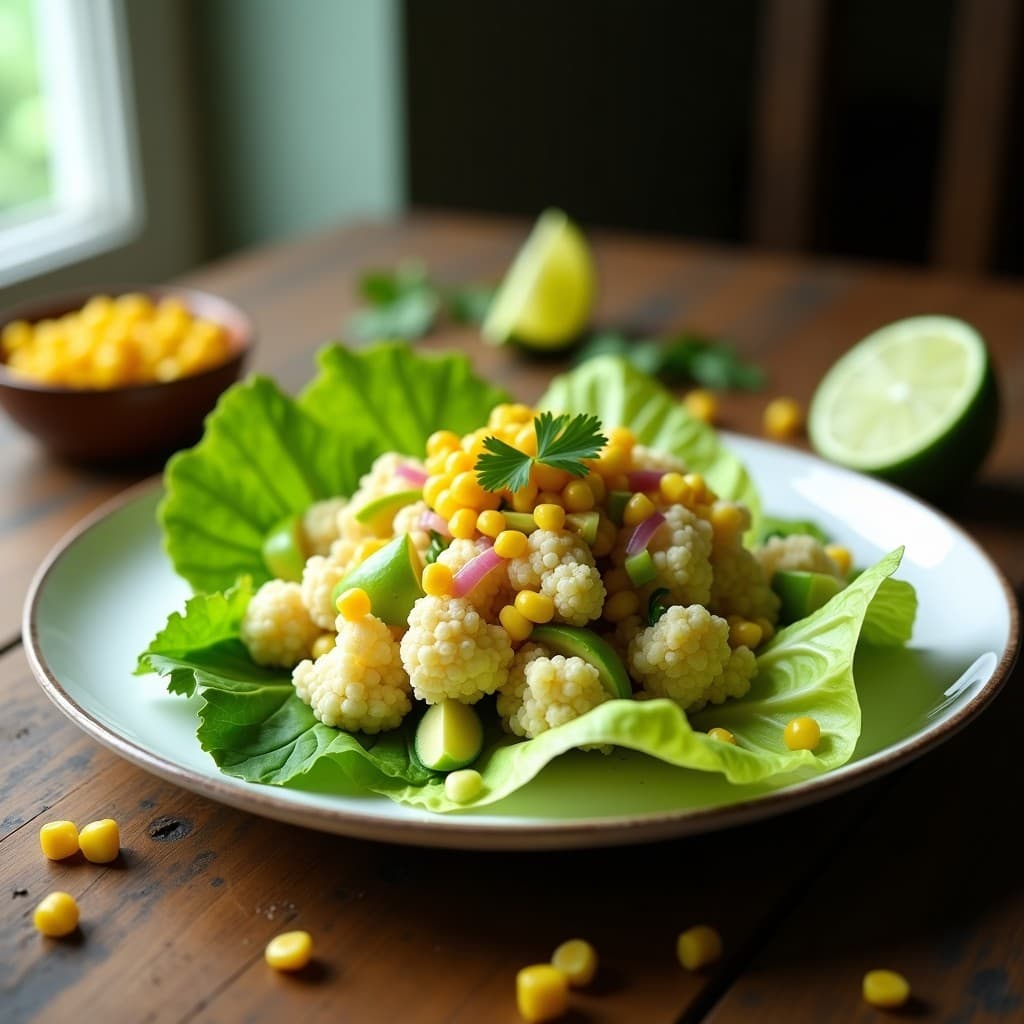 Ceviche de coliflor y limón verde con crujiente de maíz tostado: Receta crudivegana con toque mexicano