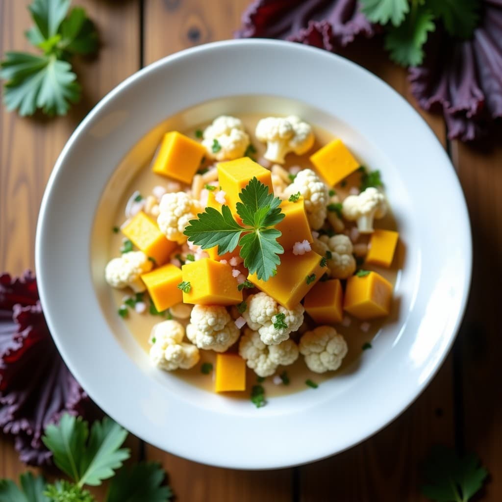 Ceviche de Coliflor y Mango con Leche de Tigernut: Receta Vegana y Sin Lactosa Peruanizada