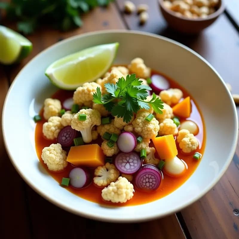 Ceviche de Coliflor y Mangostán con Leche de Tigre de Tamarindo: Entrante Tailandés Keto