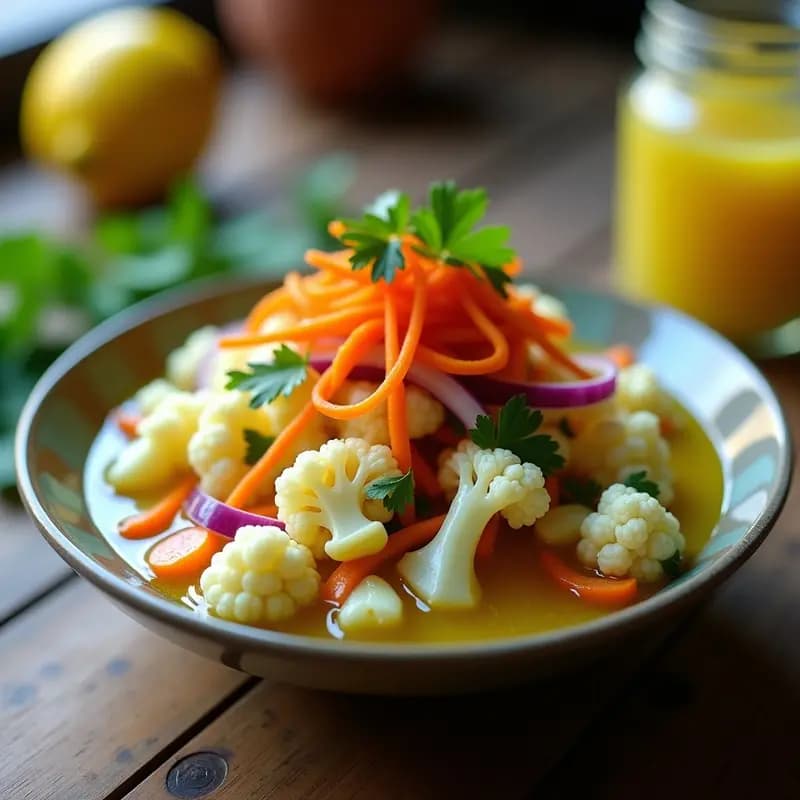 Ceiche de Coliflor y Zanahoria con Leche de Limón: Receta Vegana Peruana Sin Pescado
