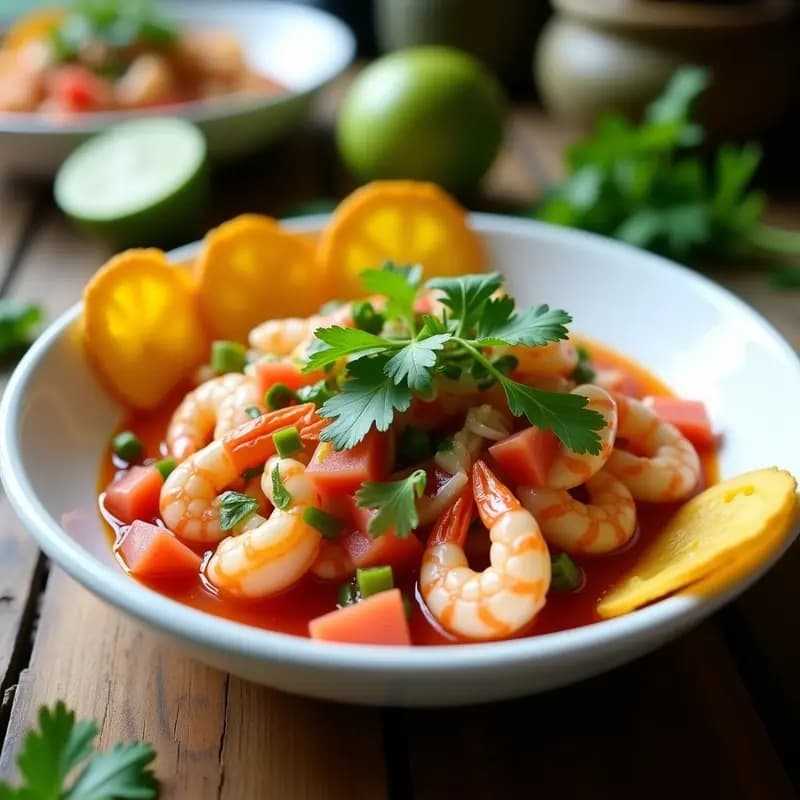 Ceviche ecuatoriano de conchas y camarón: Receta costera con lechuga y chifles en 15 minutos