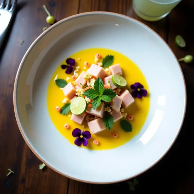 Ceviche de Coral Trout con Leche de Tigre de Maracuyá: Receta Peruano-Australiana Fusion