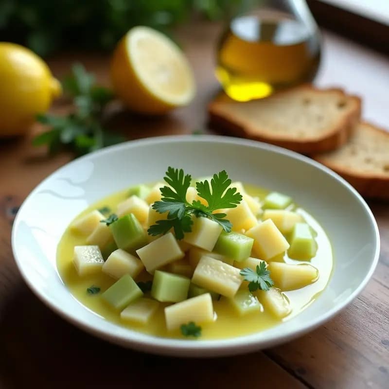 Ceiche de Corazón de Apio y Manzana Verde: Receta Vegana Sin Pescado con Leche de Limón