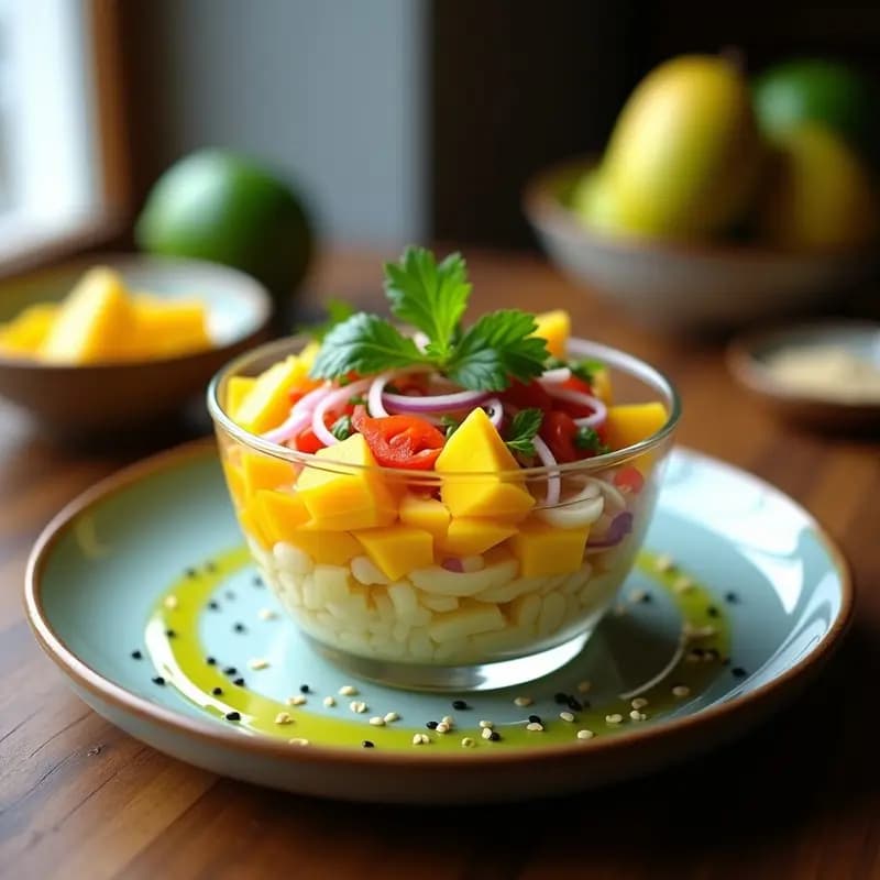 Ceviche de Corazón de Palma y Mango con Aceite de Sésamo: Receta Brasileña Vegana en 10 Minutos