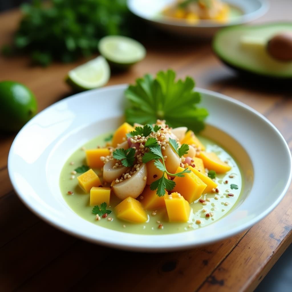 Ceviçe de Corazón de Palma y Mango con Leche de Tigre de Lima: Receta Brasileña Vegana