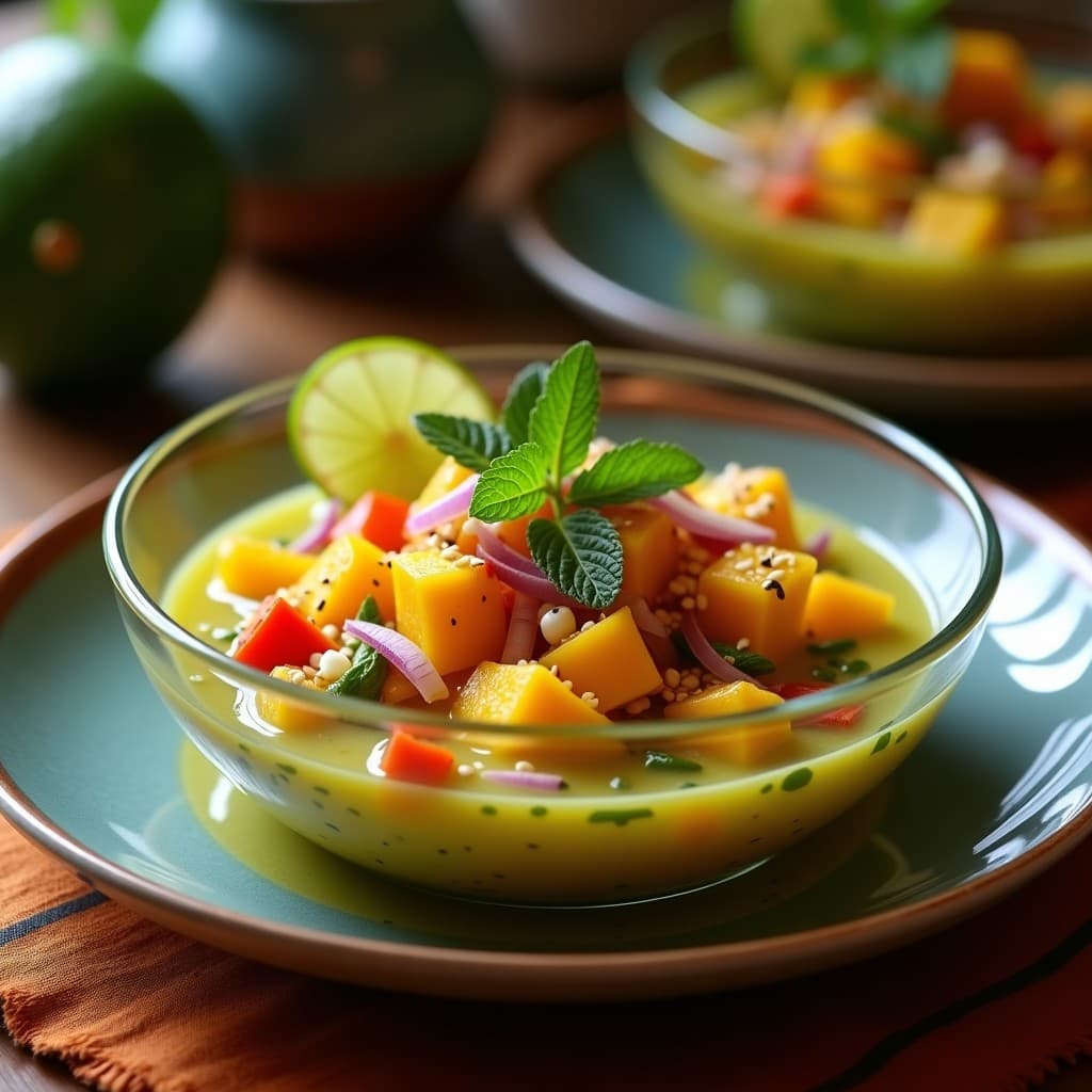 Ceviche de Coriandro y Mango con Leche de Tigre de Lima: Receta Peruana Innovadora