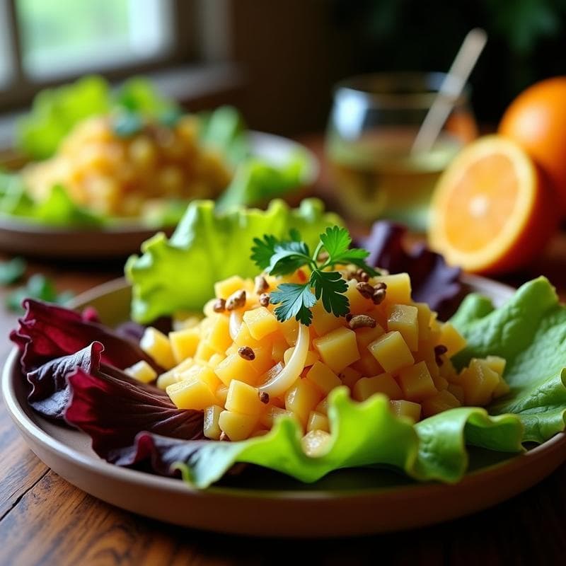 Ceviche de Coriandro y Mango Verde: Receta Vegana con Leche de Tigre de Naranja Agria