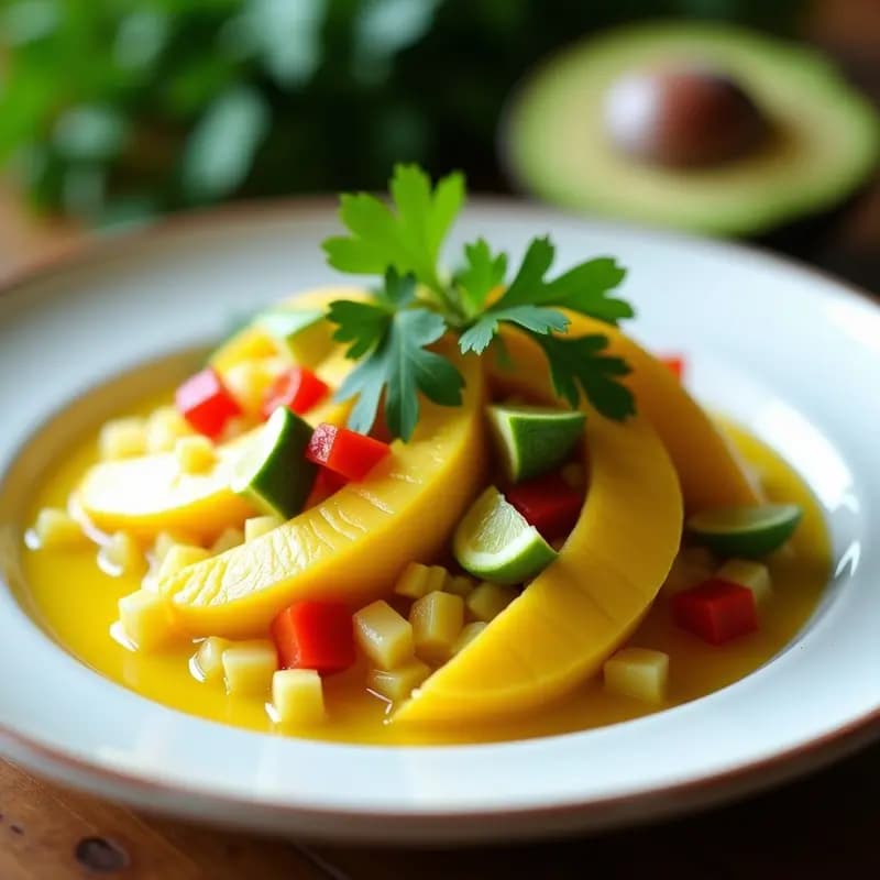 Ceviche de Coriandro y Palmeras del Amazonía con Leche de Tigre de Camu Camu: Receta Peruana Vegana