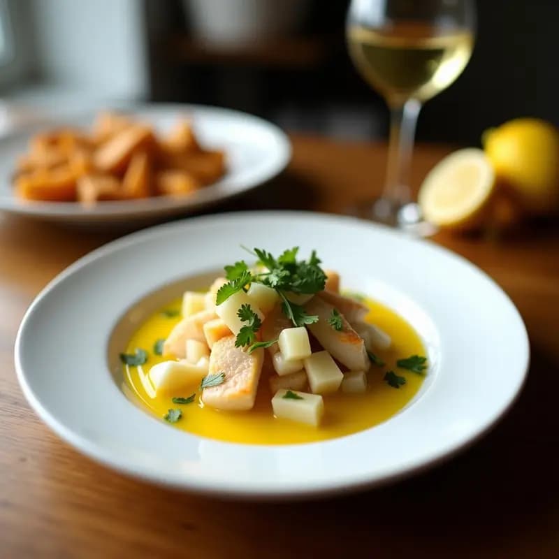 Ceviche de Corvina y Algas: Receta Peruana con Toque Marino y Vinagreta de Limón