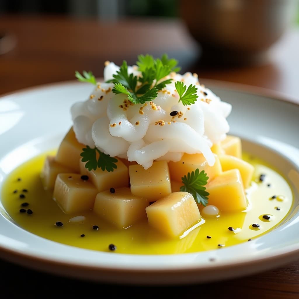 Ceviche de Corvina y Algodón de Azúcar con Leche de Tigre de Yuzu: Receta Peruana-Japonesa