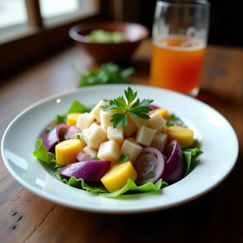 Ceviche Peruano de Corvina con Camote y Choclo: Receta Fresca y Alta en Proteína