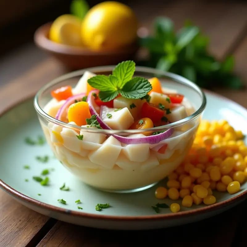 Ceviche de Corvina con Leche de Limón y Chontaduro: Receta Ecuatoriana Exótica