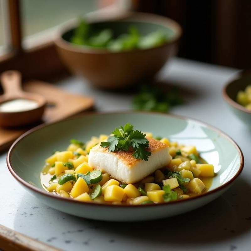 Ceviche de Corvina con Leche de Coco y Mango Verde: Receta Ecuadoriana con Toque Tropical