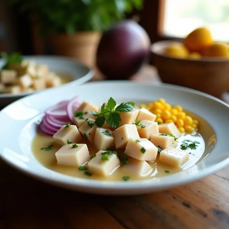 Ceviche de Corvina y Leche de Cocotero: Receta Peruana Sin Gluten y Alta en Omega-3