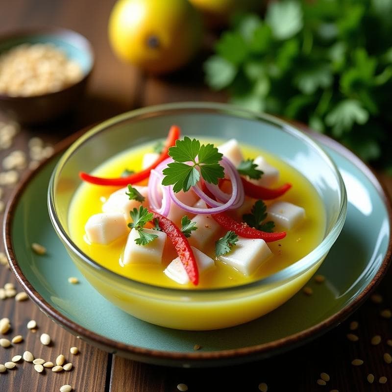 Ceviche de Corvina con Leche de Tigre de Lulo: Receta Colombiana Keto y Sin Lácteos