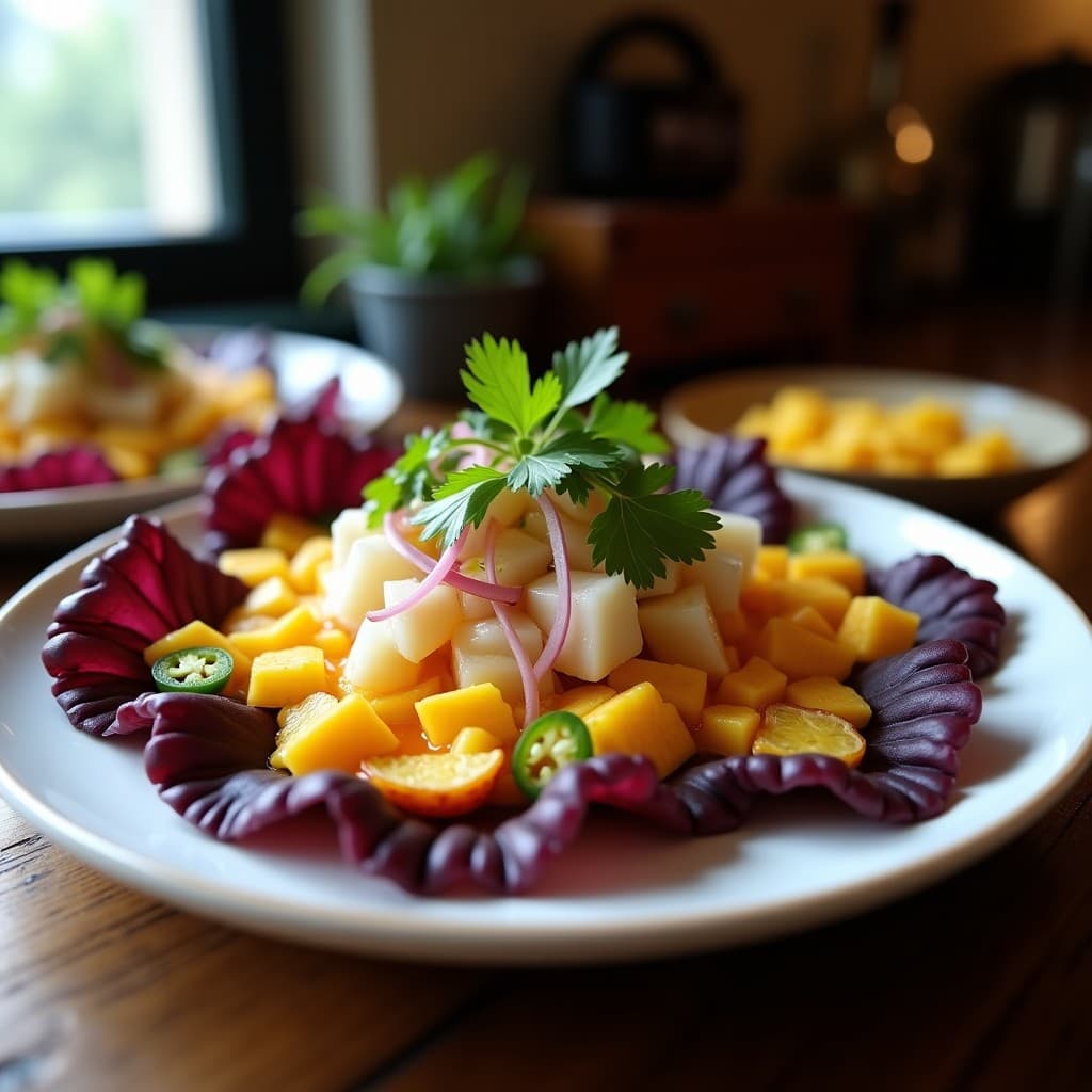 Ceviche de Corvina con Leche de Tigre de Mango y Jalapeño: Receta Peruana Fusion