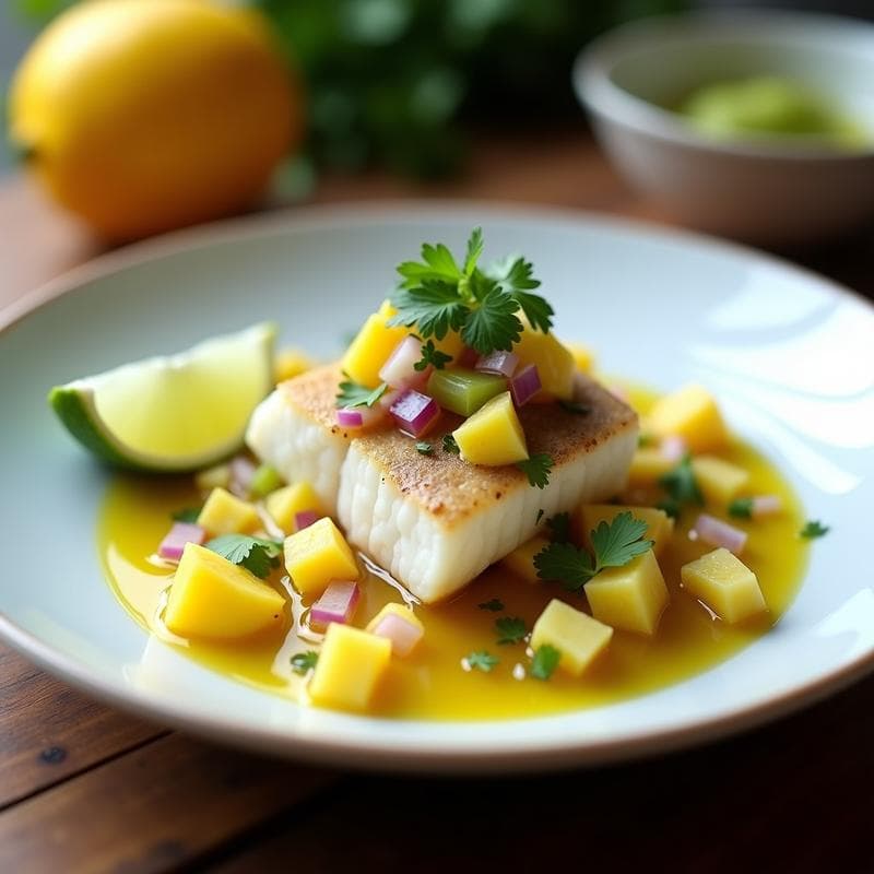 Ceviche de Corvina con Leche de Tigre de Piña y Jengibre: Receta Peruana Keto sin Cocción