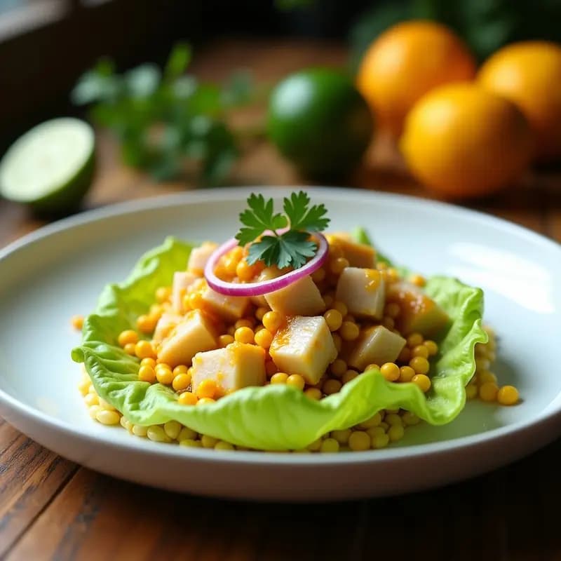 Cevis de Corvina con Lechuga y Maíz: Receta Peruana Fresca y citrica en 15 Minutos