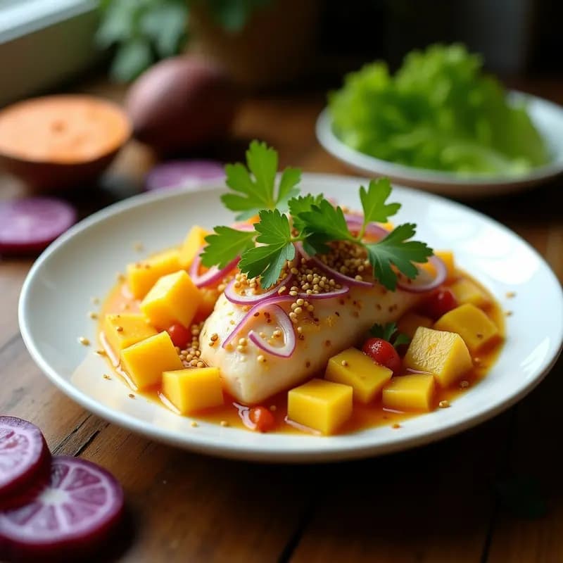 Ceiche de Corvina con Mango y Ají Rocoto: Receta Peruana Dulce y Picante