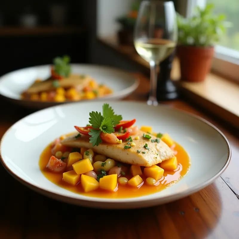 Ceviche de Corvina con Mango y Chile de Árbol: Receta Peruana en Tigre’s Milk Cítrico y Picante