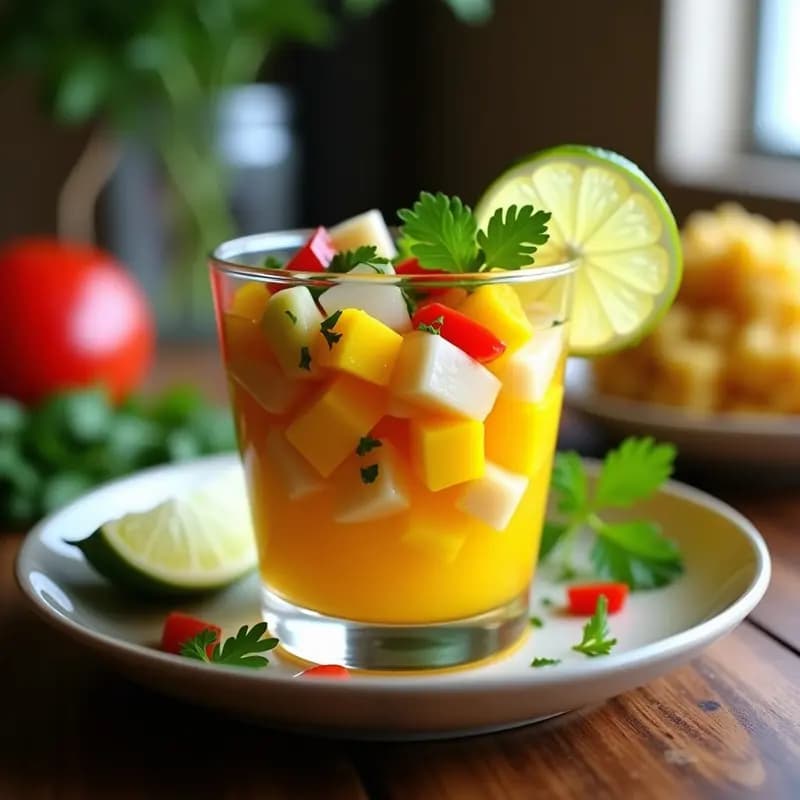 Ceviche de Corvina con Mango y Cúrcuma: Receta Ecuatoriana Antioxidante Sin Cocción