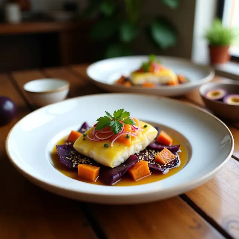 Ceviche de Corvina con Maracuyá y Camote Morado: Receta Peruana Fresca y Vibrante
