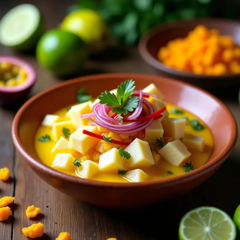 Ceviche de Corvina con Maracuyá y Cancha Serrana: Receta Peruana Ácida y Fresca