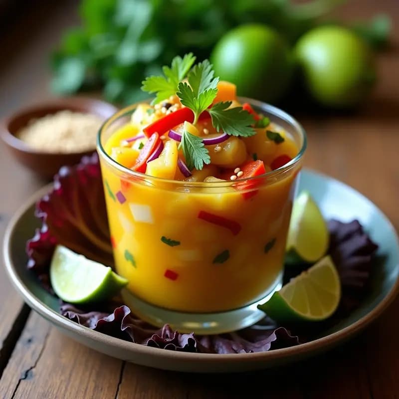 Ceviche de Corvina con Maracuyá y Cilantro: Receta Ecuatoriana Keto y Sin Carbohidratos
