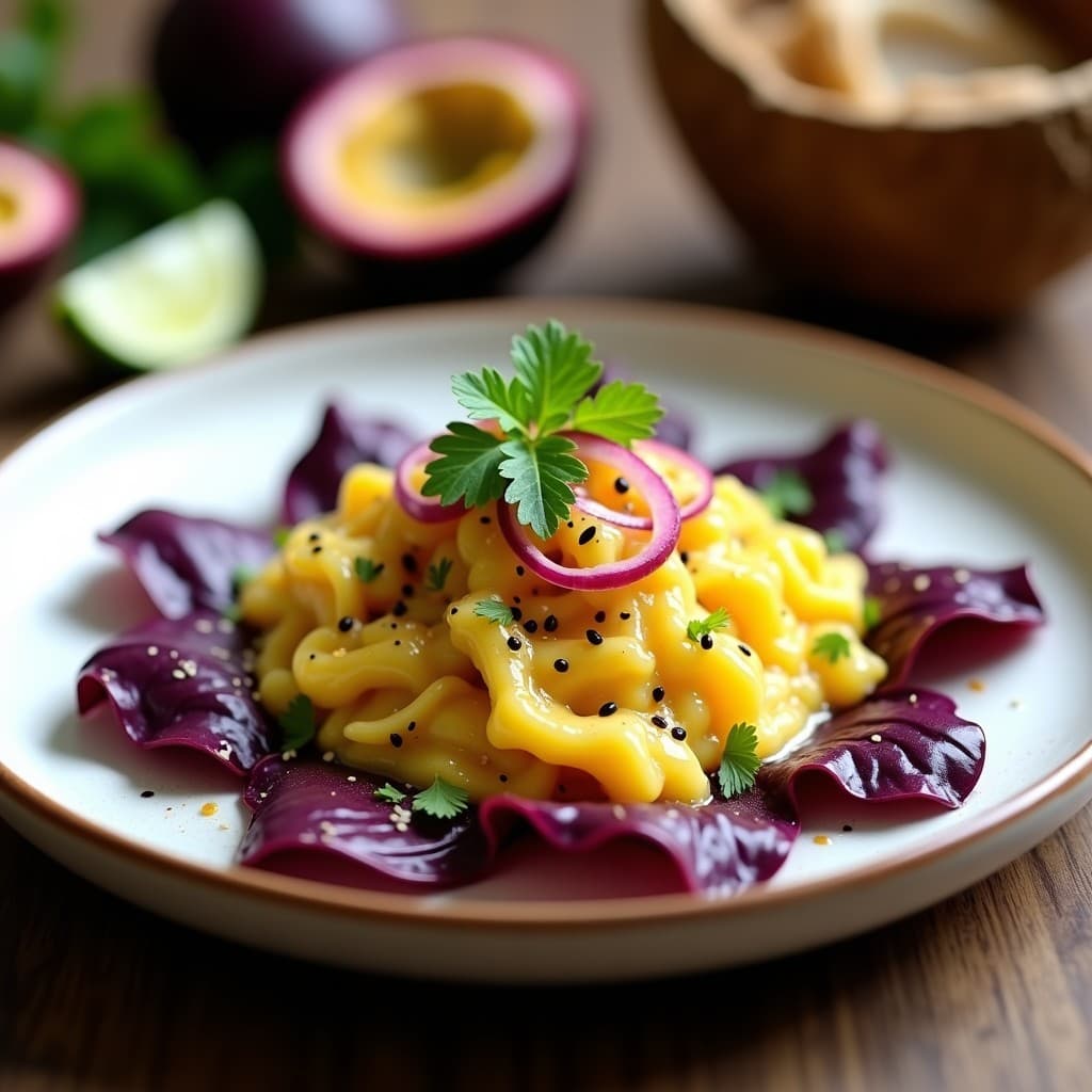 Ceviche de Corvina con Maracuyá y Leche de Cocotero: Entrante Peruano Vegano en 15 Minutos