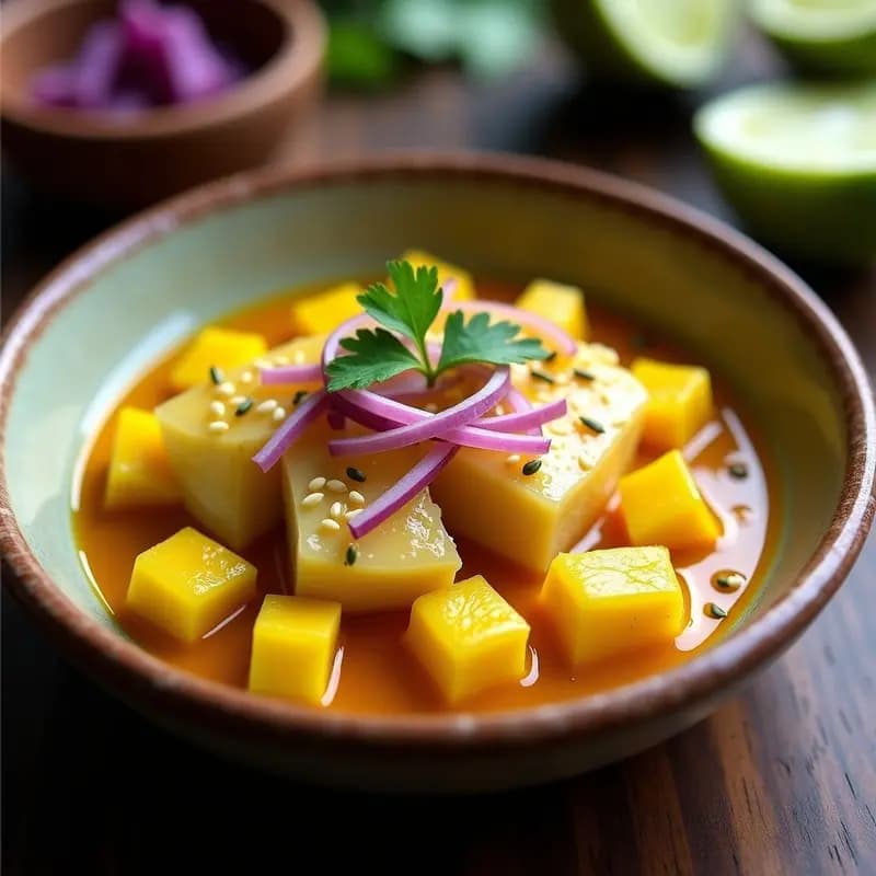 Ceiche de Corvina con Maracuyá y Cúrcuma: Receta Peruana Alta en Omega-3 y Vitamina C