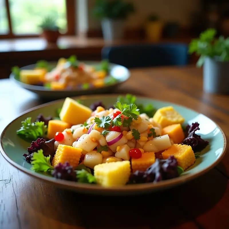 Ceviche de Corvina y Maracuyá: Receta Ecuatoriana con Leche de Tigre de Naranja Agría