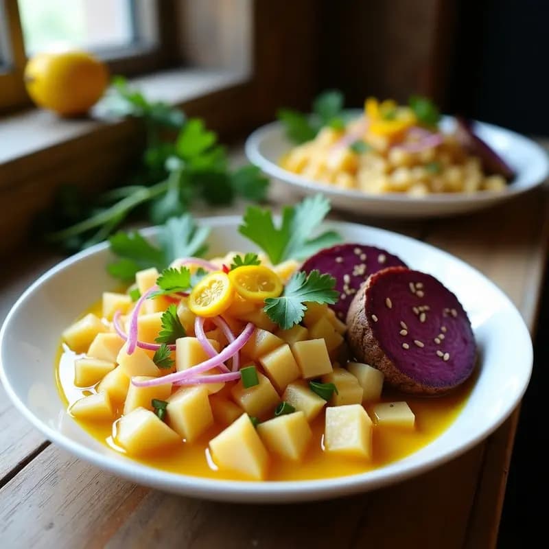 Ceviche de Corvina con Tumbo y Camote Morado: Receta Peruana Alta en Omega-3
