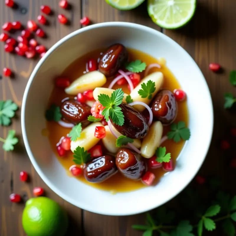 Ceviche de Dátiles y Alcachofas: Receta Fusion Peruano-Árabe con Toque Citrico