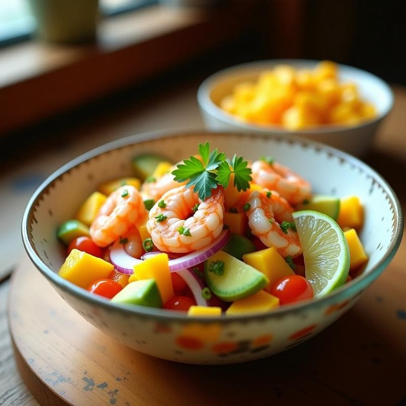 Ceviche de Camarón con Aguacate y Mango: Receta en Airfryer Sin Cocción en 15 Minutos