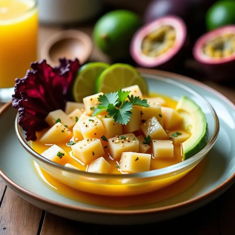 Ceviche de Dorfado con Leche de Tigre de Maracuyá: Receta Peruana Exótica y Baja en Calorías