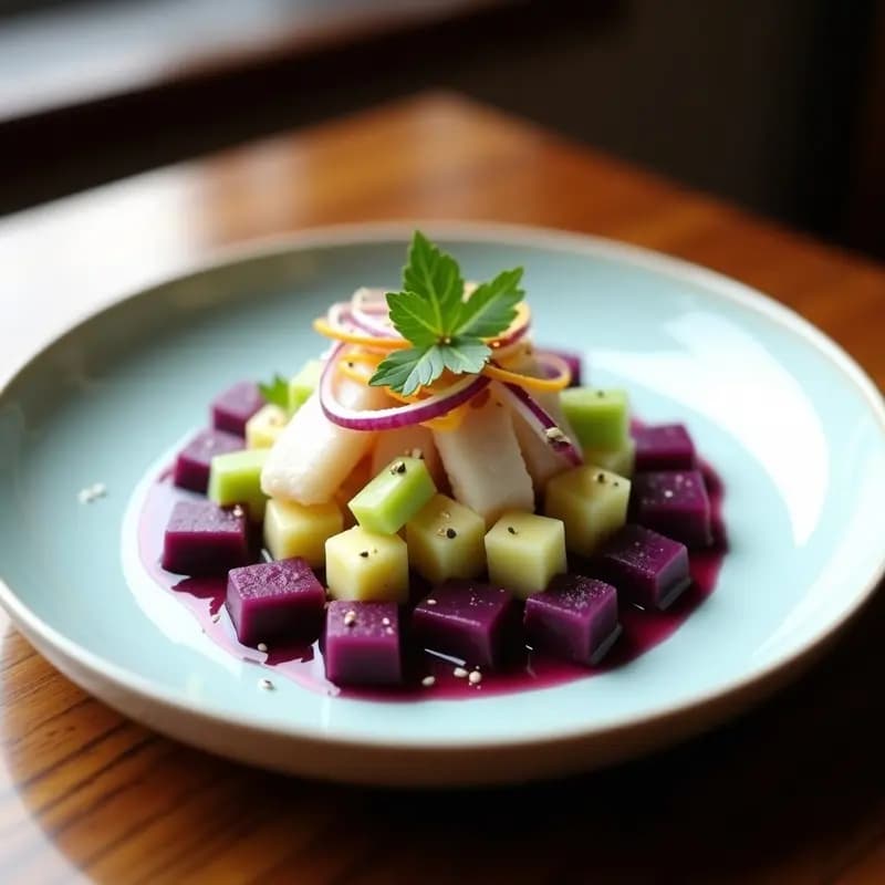 Ceviche de Fieldfish y Camote Morado: Receta Peruana con Toque Moderno