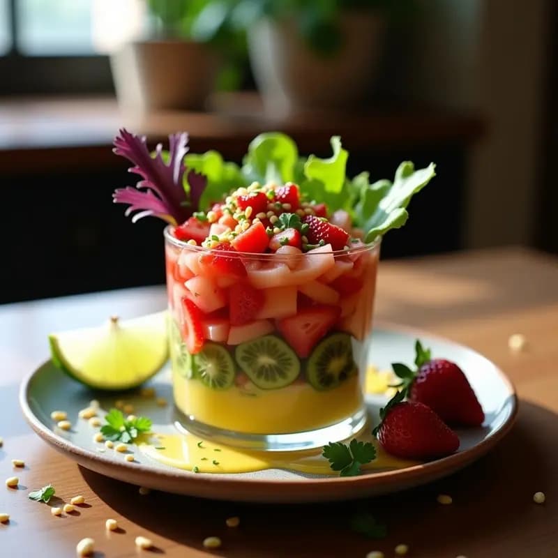 Ceviche de Fresas y Tomatillo con Ají Amarillo: Receta Peruana Dulce-Ácida Revelación