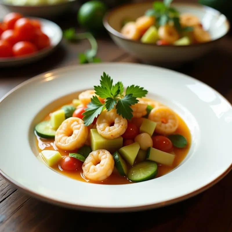 Ceviche de Green Papaya y Langostinos: Receta Filipina Fresca con Leche de Coco