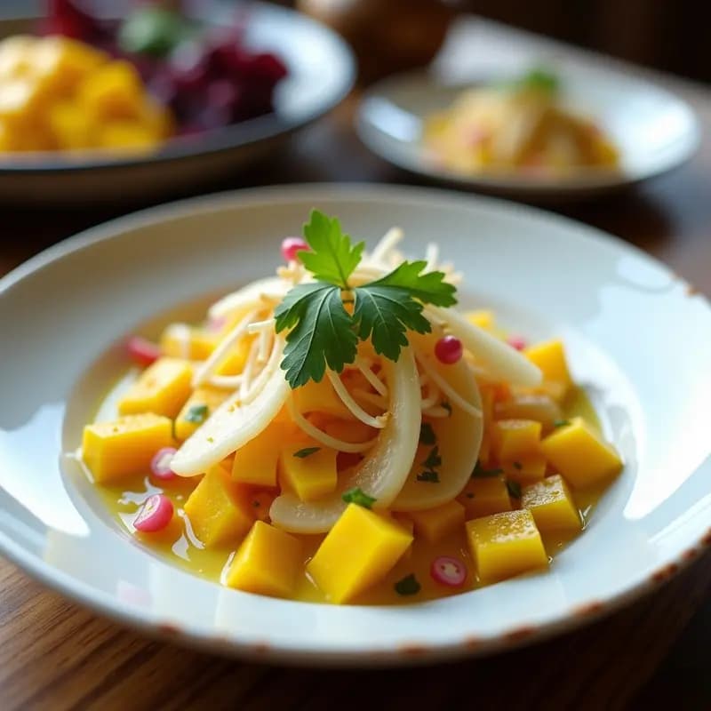 Ceviche de Heart of Palm y Mango: Receta Peruana Vegana y Sin Pescado