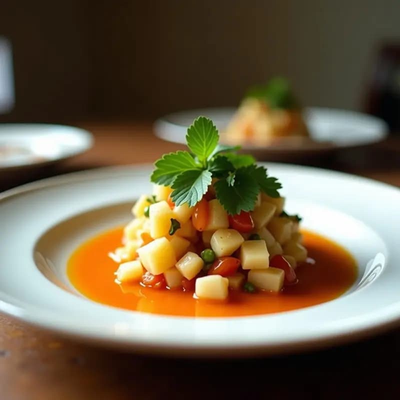 Ceviche de Heart of Palm con Vinagreta de Maracuyá y Cilantro: Entrante Peruano Vegano